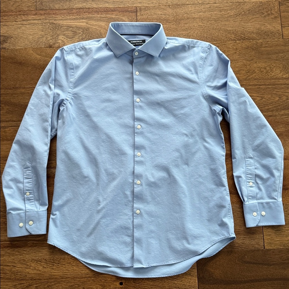 Nordstrom Tech-Smart Extra Trim Fit Shirt in Light Blue 16 32/33